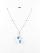 Art Deco Style 15 3/4" Sterling Necklace with 6 Round Faceted Blue Crystals