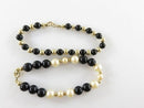 Pair of 1/20 12K Gold Filled Gold Ball Black & Black and White Faux Pearl Bracelets