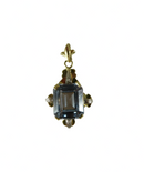 18K Yellow Gold Arts & Crafts Pendant with Emerald Cut Aqua Blue Spinel