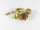 Unsigned Large Sterling Silver Gold Vermeil Pink Stone Floral Brooch