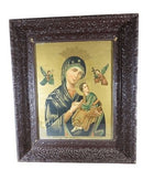 Antique Puccinelli Mother Mary & Jesus Lithograph in Original Antique Frame