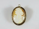 10K Etched Gold Shell Cameo Brooch Pendant (Repair Needed)