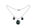 c1940 Reverse Painted Morpho Butterfly Bubble Drop Pendant Necklace 15 3/4"