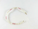7" Baby Doll Necklace 14K Gold Connector, Pink Glass, Faux Pearls, Golden Beads