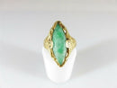 Antique 20K Gold Nephrite Jade (Origin Unknown) Navette Dragon Ring Chinese Export