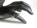 Beautiful Symmetrical Artisan Jade & Onyx Sterling Silver Rings Size 7.25
