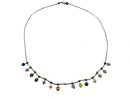 16" TL Sterling Silver Boho Bead & Multicolored Ball Enhancer Necklace