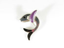 Beautiful Taxco 950 Silver Flying Fish Black Inlay and Purple Stone TR-115
