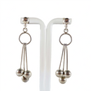 Artisan Modernist Ball & Rod Dangling Earring Set Hand Worked  Sterling Silver P