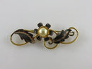 Vintage Van  Dell Gold Filled Faux Pearl Breast Pin Brooch Floral Leaf Brooch