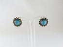 Vintage Southwestern Blue Glass Sterling Flower Screwback Earrings Taxco Style