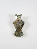 Lovely Inlaid Abalone Figural Woman Sterling Silver Mexico Brooch
