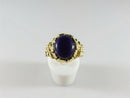 Unisex Heavy 14K Nugget Solitaire Pinky Ring Purple Polished Stone Size 9.75