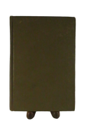 Plain dark olive-brown cloth hardcover back cover with surface wear and worn edges.