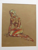 Art Nouveau Sketch of Woman by Dickie, Pastel Colored Artist Original on Paper