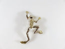 Huge Holloware Sterling Frog Brooch Repousse Silver Gold Accented Leaping Frog