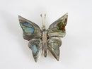 Vintage 1950's Abalone Inlay Butterfly Pin Sterling Silver Taxco Mexico RS 925