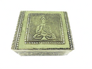 Asian Style Foil Wrapped Wood Trinket Box Hindu Design 3" x 2 1/2" x 1 1/2"