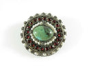 Costume Brooch Pendant Rose Cut Paste, Hardstone, Pearl Surround Fancy Filigree