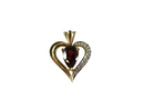 14K Yellow Gold Garnet & Diamond Accent Heart Pendant 2.5g
