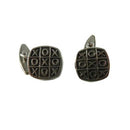 Tic Tac Toe Vintage Cufflinks White Metal Chain Link Design