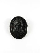 Antique Faceted Glass Cameo Mourning Brooch Multi Layered Glass French Jet