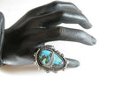 Huge Beautiful Turquoise & Sterling Silver Ring Unisex Statement Ring Size 8.5