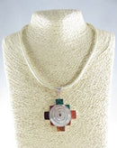 Sterling Silver Mesh Slide Necklace Southwestern Hardstone Geometric Pendant