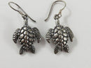 Sterling Turtle Form Dangle Earrings Fishhook 1 1/4" drop