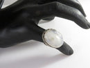 Fancy Setting Sterling Silver Cabochon Milky Moonstone Glass Ring Size  5.25
