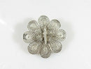 Unusual Lovely 800 Silver Filigree Flower Brooch with Butterfly in the Center
