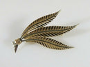 18K Yellow Gold Fern Leaf Brooch with Platinum-Toned Stems Marked 750