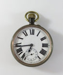 Antique Salesman Sample Acier Garanti Swiss Made Gunmetal Open Faced Pocket Watc