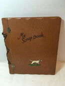 1940's "My Scrap Book" 10"x12" Leather Wrapped Spine Faux Wood Covers