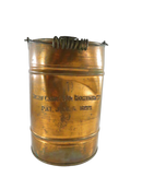 Copper Wilmot Castle & Co. baby bottle sterilizer bucket with wire bail handle and 1899 patent embossing.