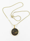 Vintage Kawahito Damascene Village Scene Disc 16" Chain Kyoto Japan