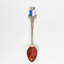 Vintage 800 Silver Spoon Hand Painted Enamel Fancy Lion with Blue White Shield