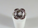 14K White Gold ATR Rose Quartz Ring w/ Tourmalines & Diamonds Size 7