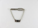Vintage Swank Sterling Silver Tie Bar Clamp With Dangling Plaque for a Monogram