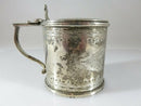 Rare Antique Sterling Silver Etched Mustard Pot 1877 by Robert Harper London