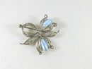 Vintage Alice Caviness Sterling Filigree Floral Blue Cats Eye Glass Brooch