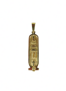 18K Gold Egyptian “Betty” Cartouche Pendant with Ankh & Hieroglyphs, 4.3g