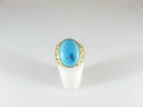 Retro 14K Turquoise Solitaire Nugget Pinky Ring Size 7 3/4 Hallmarked 14K GSI