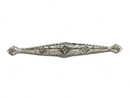 Art Deco 14K White Gold Filigree Diamond Bar Brooch – 2 1/4"