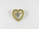 Vintage Gold Gilt Sterling Silver Heart with Paste & Letter C Sweetheart Pin