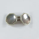 Antique Art Deco 10K Gold Single Park Roger Cufflink White Yellow MOP For Repurp