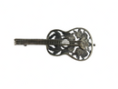 Beautiful Victorian Guitar Brooch Floral Decor Forget Me Not in Sterling