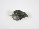 Vintage Mid Century Leaf Brooch Inlaid Abalone Sterling Silver Signed EGC Cuerna