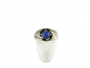 10K White Gold Unisex Round Cabochon Blue Star Sapphire Ring Size 6.75