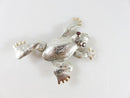 Artisan Sterling Repousse Tree Frog Brooch Pendant Stamped Etched Garnet Burgundy